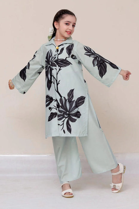 2 Pcs Girl's Lawn Printed Shirt And Trouser Suit
