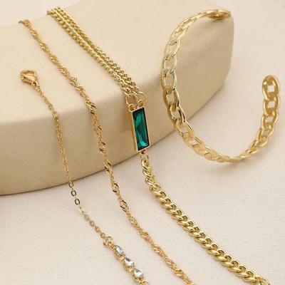 4 Pcs Gold Plated Crystal Charm Bracelet