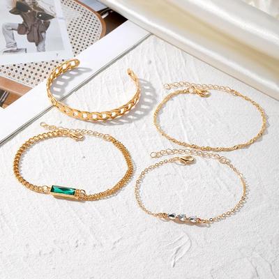 4 Pcs Gold Plated Crystal Charm Bracelet