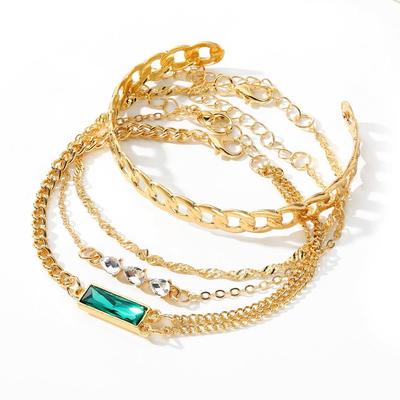 4 Pcs Gold Plated Crystal Charm Bracelet