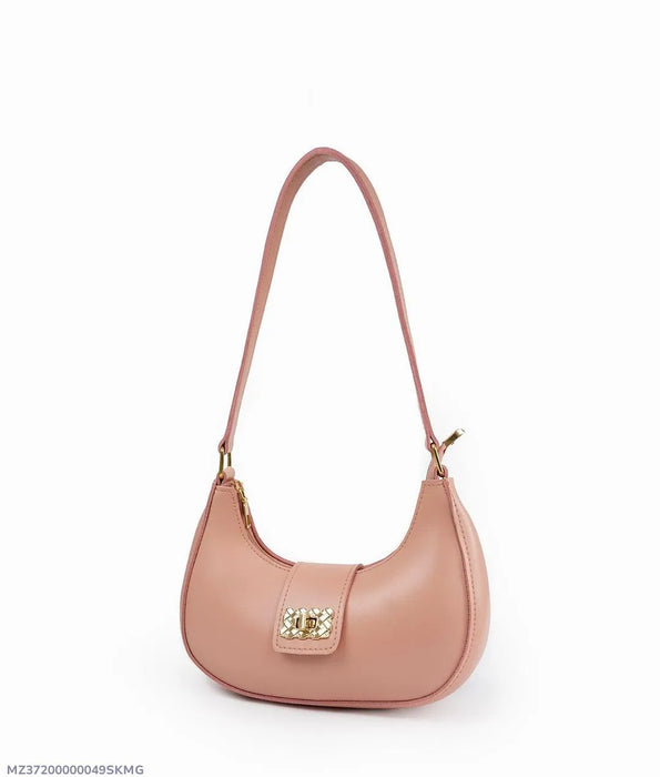 Girl's PU Leather Plain Shoulder Bag Moon shape bag