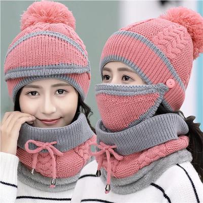 3 Pcs Wool Plain Beanie And Neck Warmer 1