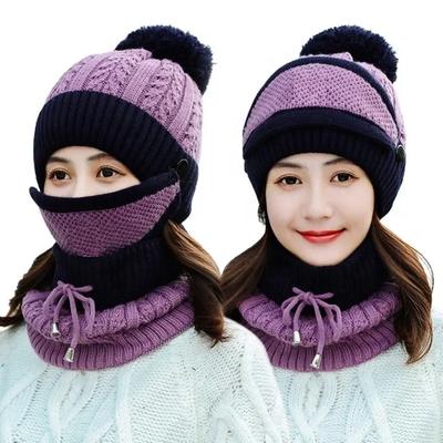 3 Pcs Wool Plain Beanie And Neck Warmer 1