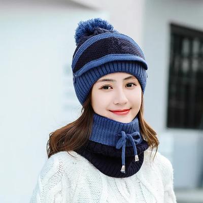3 Pcs Wool Plain Beanie And Neck Warmer 1