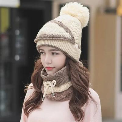 3 Pcs Wool Plain Beanie And Neck Warmer 1