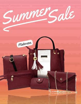 Women's Rexine Plain Hand Bag Set